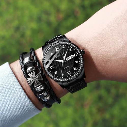 Reloj De Cuarzo Con Banda De Acero De Moda For Hombre