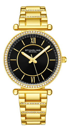 Reloj De Mujer De Acero Dorado Con Bisel De Cristal