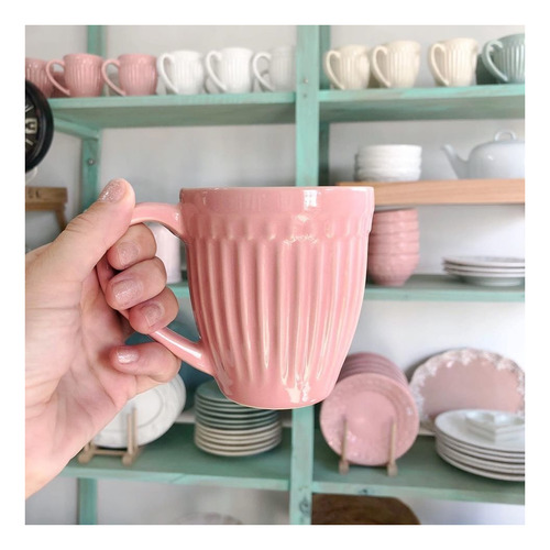 Juego X4 Taza Mug De Ceramica 300 Ml Café Te Color Celeste