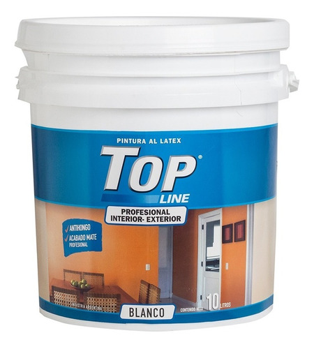 Pintura Latex Blanco Interior / Exterior Topline 10 Litros