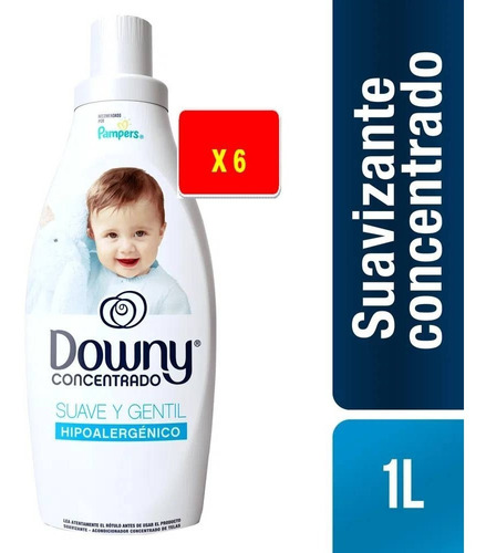 Suavizante Concentrado Downy Hipoalergénico 1 Litro X 6 Uni.