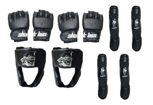 Kit Mma Profesional: Guantes+tibiales+cabezales, Shark Box!