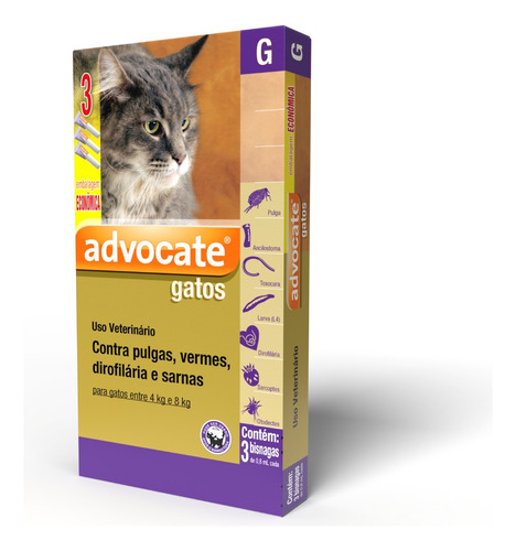 Antipulgas Advocate Para Gatos De 4 A 8 Kg Combo 3 Pipetas