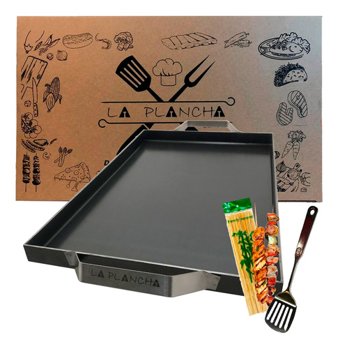 Plancha Chapa Chivitera Grill De Hierro 2 Hornallas 46x29cm