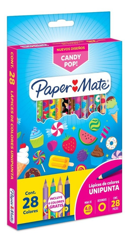 Caja De Colores Candy Pop 28 Lápices De Colores Paper Mate 