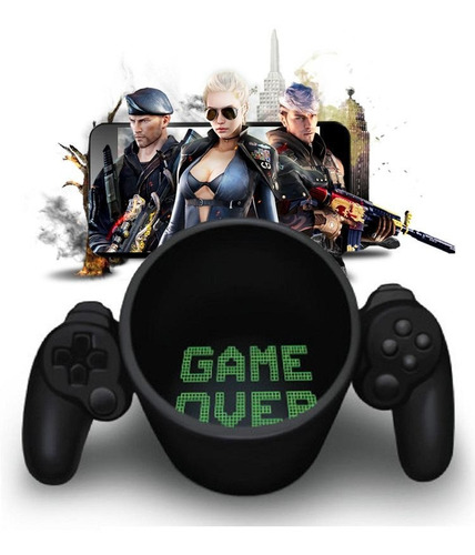 10 Tazas Gamer De Ceramica Game Over Control Grat Color Negro