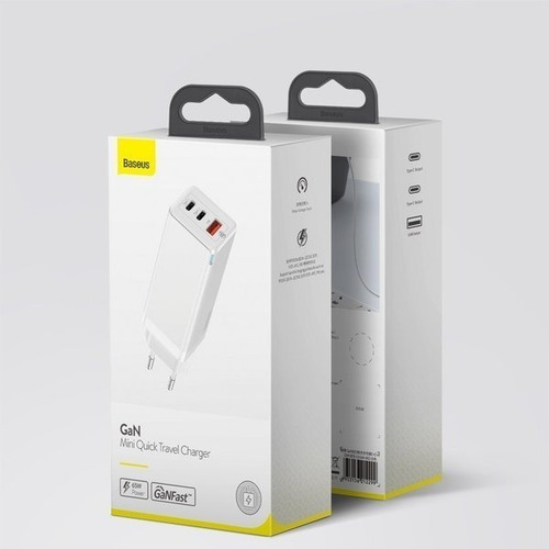Carregador Baseus Ccgan-b02 Gan Turbo 65w 1*qc 2*pd Branco