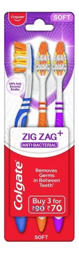 Cepillos De Dientes Colgate Zig Zag Anti-bacterial Pack X3 !