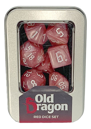 Kit Dados Rpg Old Dragon Set 7 Dado Case Dice Dnd Buro Cor Vermelho