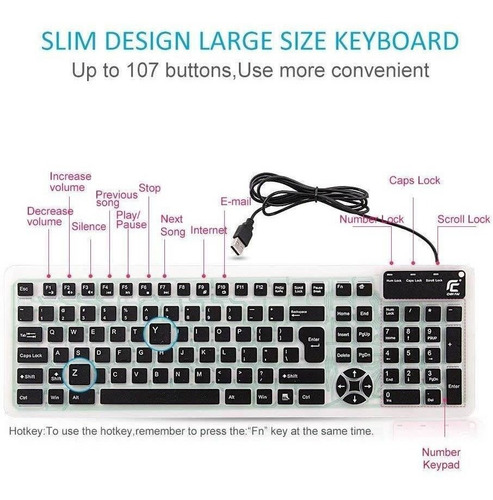 Imagen 4 de 6 de Teclado Externo Chinfai Computadora Portátil, Enrollable Sil