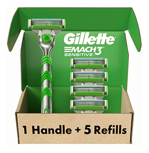 Gillette Mach3 Sensitive Mango De Afeitar Para Hombre + 5