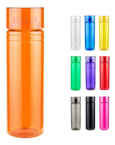 25 Cilindros Plástico Agua 850ml Colores Anfora Botella Agua Color Naranja translúcido