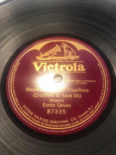 Enrico Caruso Victrola 87335 Disco De Pasta