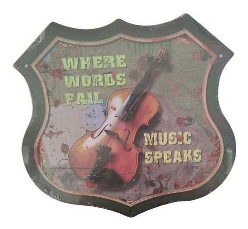 Imagen 1 de 1 de Cuadro De Madera Decorativo Vintage Diseño Music Speaks .