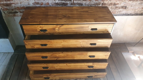 Imagen 7 de 9 de Mueble Cómoda Industrial 5 Cajones Madera Alistonado Hierro