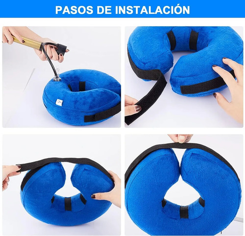 Collar Isabelino Inflable Anti Mordidas Para Perros Y Gatos Azul Collar Isabelino Inflable S