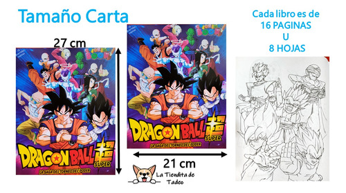 15 Libros Para Colorear Dragon Ball, 16 Paginas Tamaño Carta