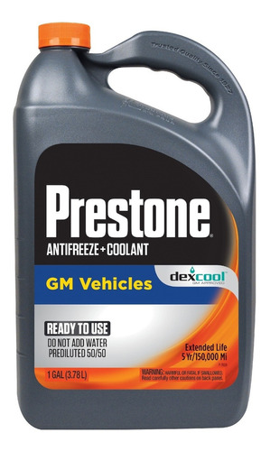 Coolant Prestone Dexcool General Motors Naranjo 3.79 Litros