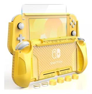 Case Para Nintendo Switch Lite + Grips Y Mica De Vidrio