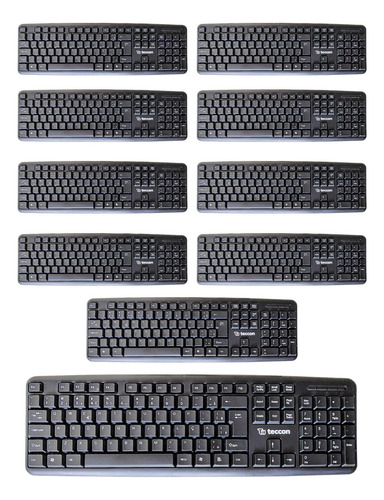 Kit De 10 Teclados K11 Conexão Usb Padrão Brasil Abnt 2 Pc Notebook Computador Cor De Teclado Preto Teccon ATACADO