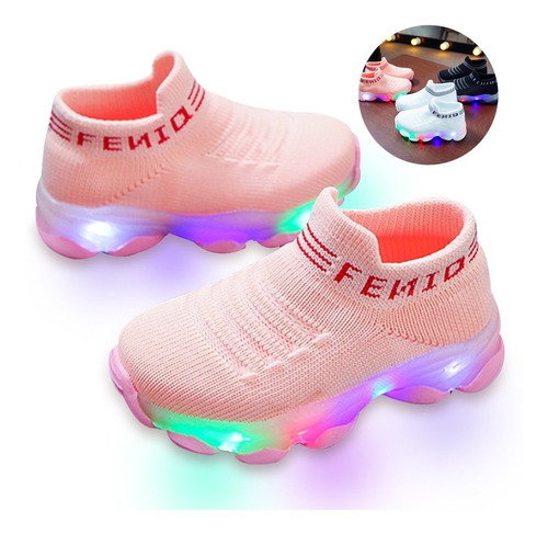 Zapatos Deportivos Niño Niña Con Luz Led Transpirable Suave