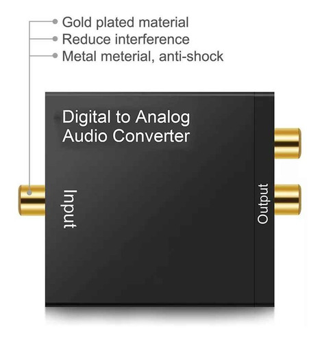 Conertidor De Audio Optico A Rca + Cable Toslink 1m + Usb Ac