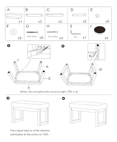 Banco Otomano De 27 Pulgadas De Ancho, Taburete Rectangular