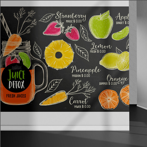 Vinil Adhesivo Tapiz Local Decoración Jugos Pizarrón Negro