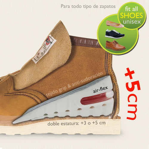 Aumenta Estatura +5cm Plantilla Ortopedica Zapatos Gris
