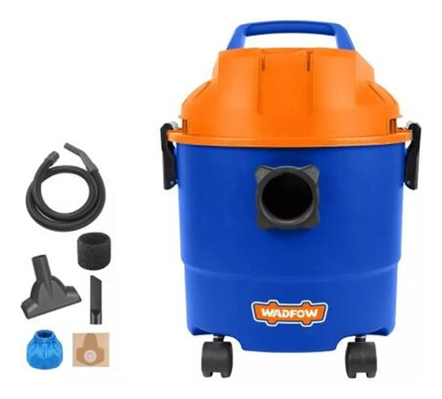 Aspiradora 15lt 1200w Tacho Plastico Seco Humedo Wadfow Color Azul Y Naranja