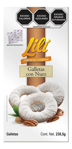 2 Pzs Lili Galletas Roscas Con Nuez 238.5gr