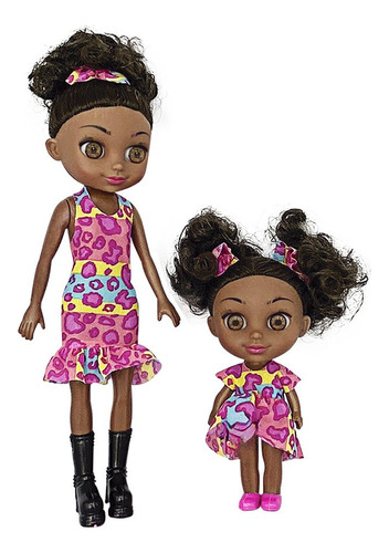 Boneca Juju Mommy Mamãe E Filhinha Negra Com Acessórios