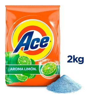 Detergente En Polvo Ace Limón Ropa Blanca Y Color 2kg