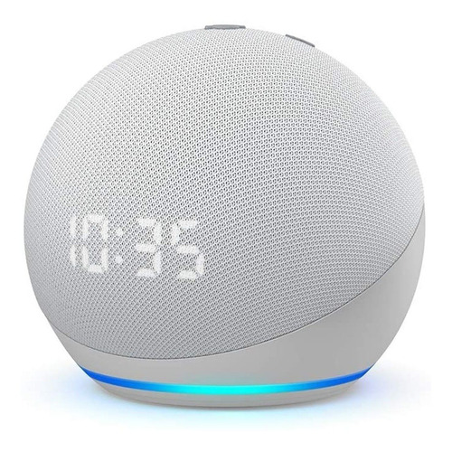 Imagen 2 de 5 de Amazon Echo Dot 4th Gen with clock con asistente virtual Alexa, pantalla integrada glacier white 110V/240V