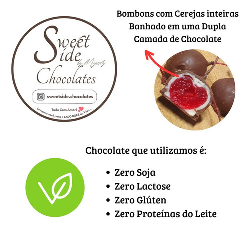 Bombons De Cerejas C/ Chocolate Zero Lactose Tipo Franui 96g
