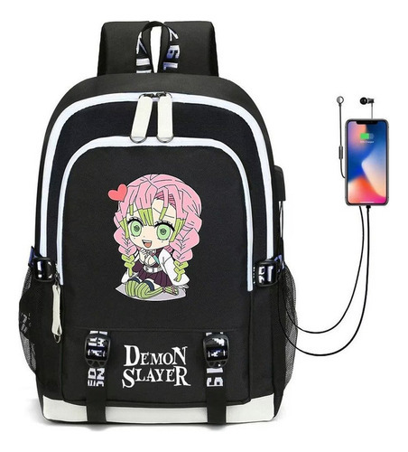 Bolsas Escolares Impermeables Demon Slayer Con Puerto Usb Color Kanroji Mitsuri