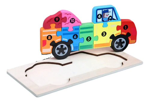 Juguete Madera Rompecabezas 3d Puzzles  Auto Niños Bebe 