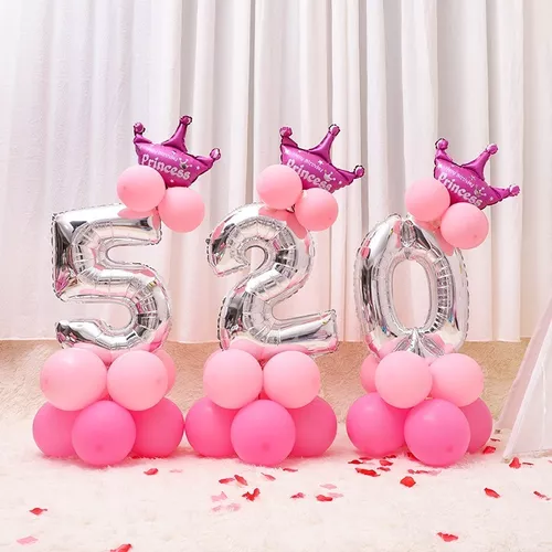 Globos con números gigantes de 32 pulgadas, decoración de globos con números  de helio para fiestas, cumpleaños (número rosa 2) JM