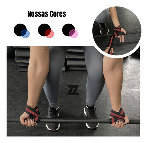 2 Straps Academia Profissional 100% Algodão Mais Resultado Cor Tala Strap Preto/vermelho
