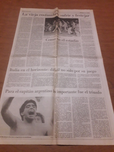 Diario La Nación 1 07 1990 Maradona Mundial Pumpido Sabatini