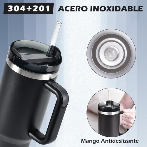 Vaso Térmico 40 Oz Con Asa, Termo Al Vacío De Acero