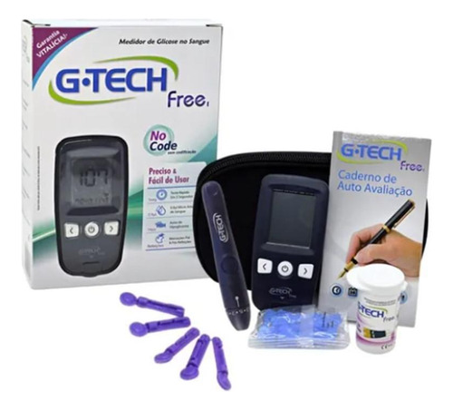 Medidor Digital Kit Medir Glicemia G-tech Com Estojo