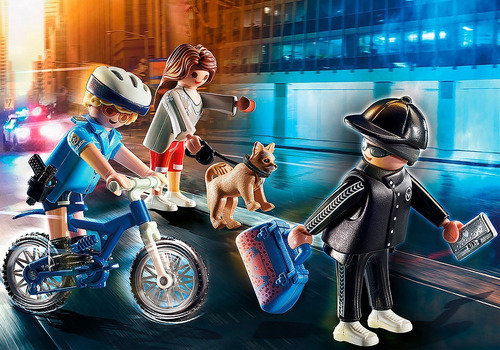 Imagen 4 de 7 de Playmobil 70573 City Action Bici Policial Persecucion Ladron
