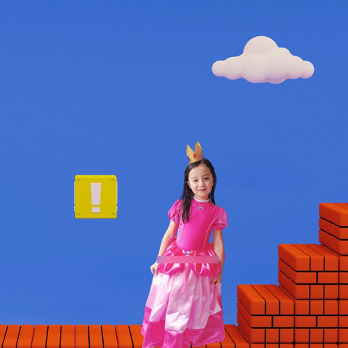 Imagen 3 de 4 de Disfraz Princesa Peach Rosado Marío Bros Disfraces Niñas