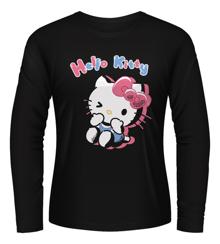 Playera Cute Hello Kitty Cat Manga Larga