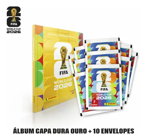 Álbum Capa Dura Ouro + 70 Figurinhas - Copa Do Mundo 2026