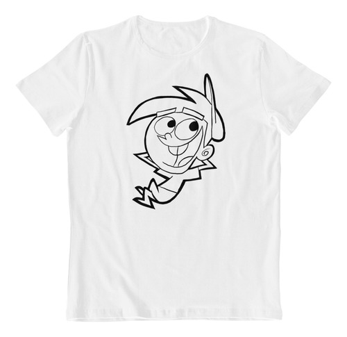 Dtf - Polera Blanca Algodon - Timmy Turner Nickelodeon B/n