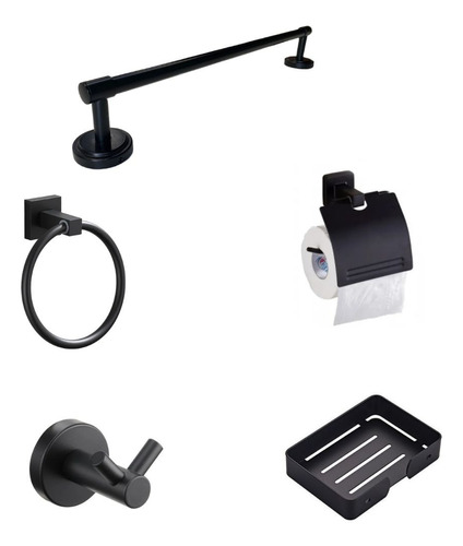 Accesorios Para Baño En Color Negro Acero Inox