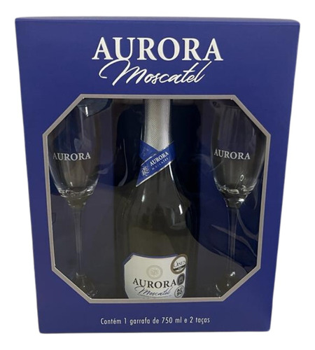 Aurora vino espumoso Dolce Moscatel 750ml com 2 taças