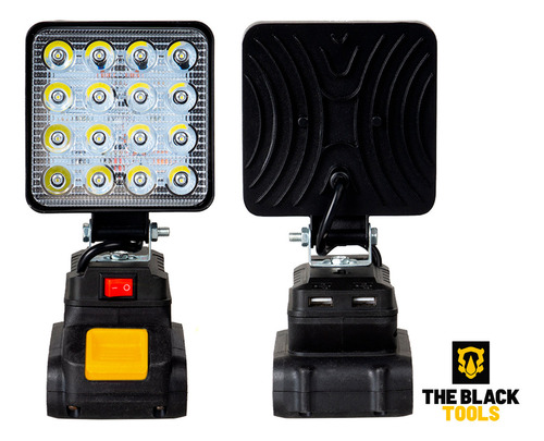 Lanterna Refletor Lampada Luz Led 12w Com Bateria 21v Portátil Recarregável 127/220v Bivolt Brl400x The Black Tools